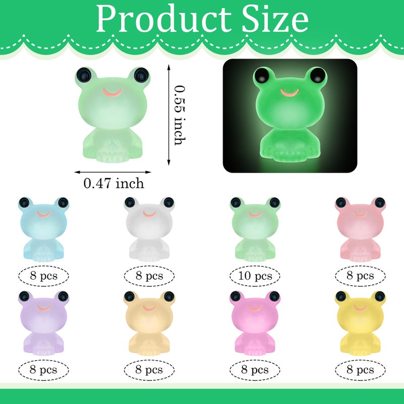 Yuronam 50 PCS Luminous Mini Resin Frogs Tiny Plastic Frogs Glow in The Dark Miniature Frog Figurines for Fairy Garden Miniature Moss Landscape Decoration (8 Colors Mini Frogs) - Image 2